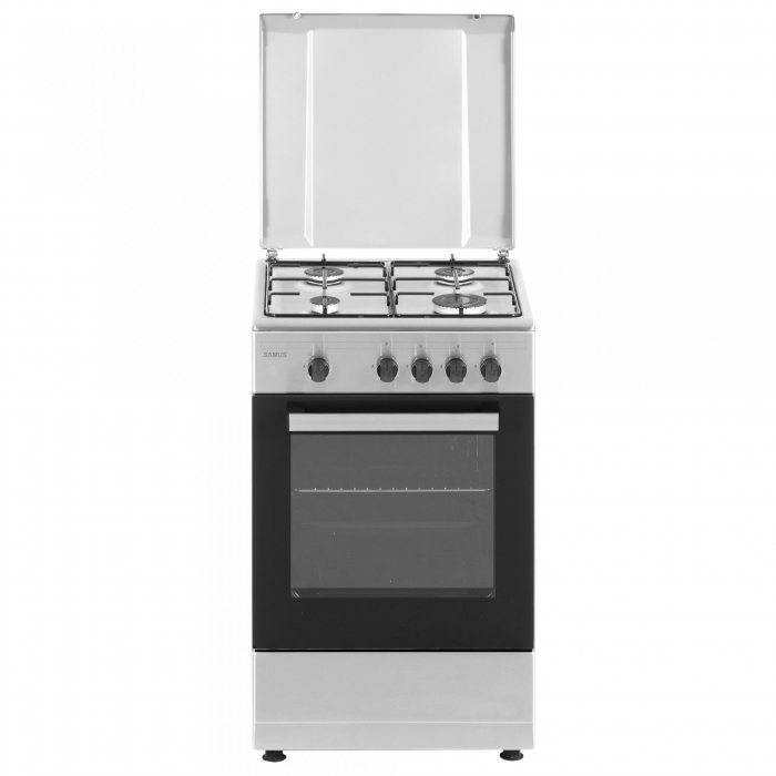 Aragaz cu cuptor pe gaz, 4 ochiuri, geam dublu cuptor, Samus SM450BXS [1]