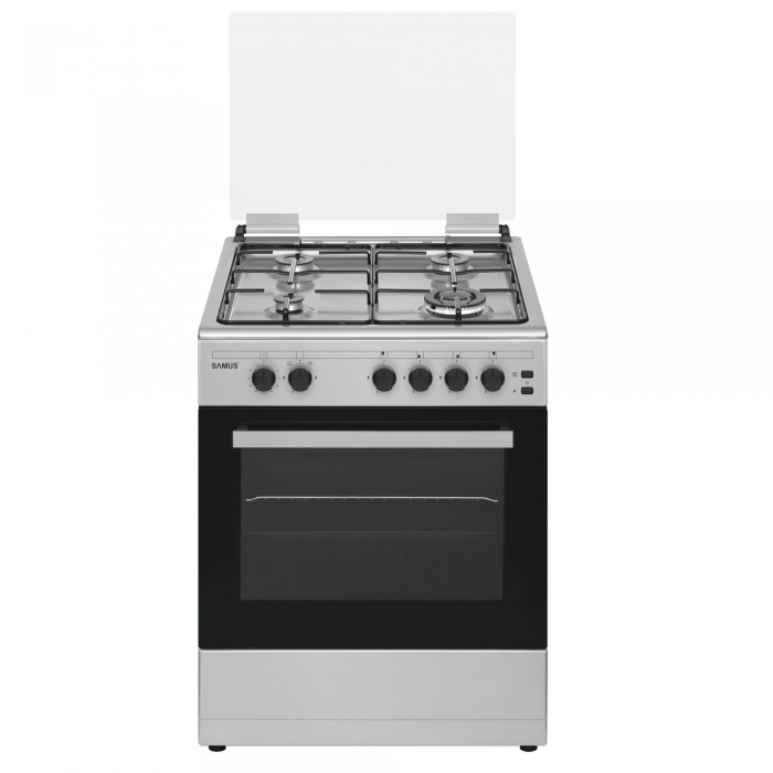 Aragaz cu cuptor pe gaz, 4 ochiuri, INOX, capac sticla, Samus SM661XPGS [2]