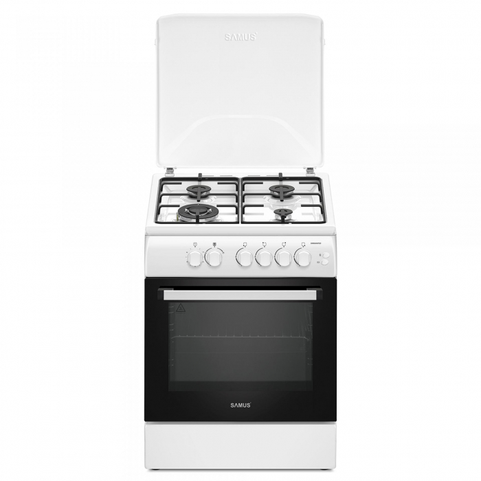 Aragaz cu cuptor pe gaz, 4 zone de gatit, 60 x 60 cm, aprindere electrica, grill, timer, Samus [1]