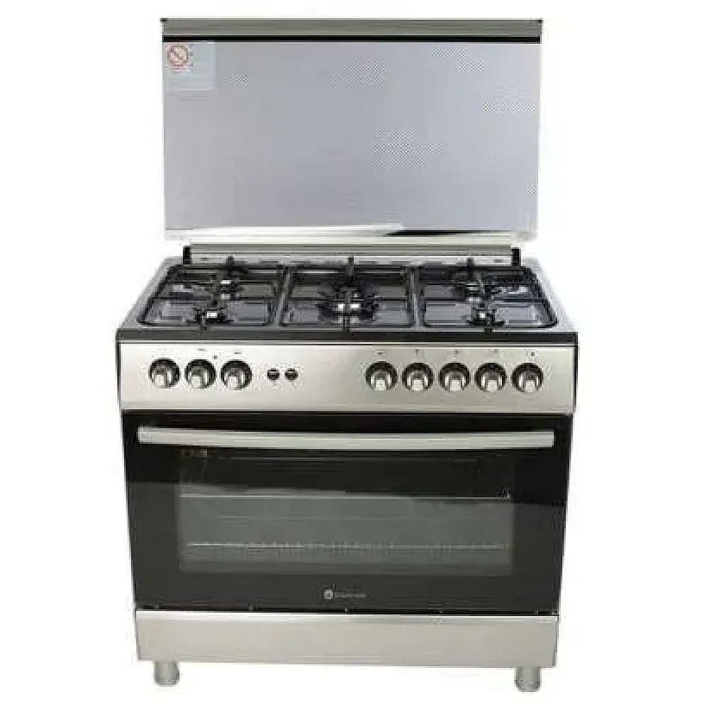 Aragaz cu cuptor pe gaz, 5 arzatoare, aprindere electrica, grill, rotisor, 90 cm, Inox, timer, Studio Casa [1]