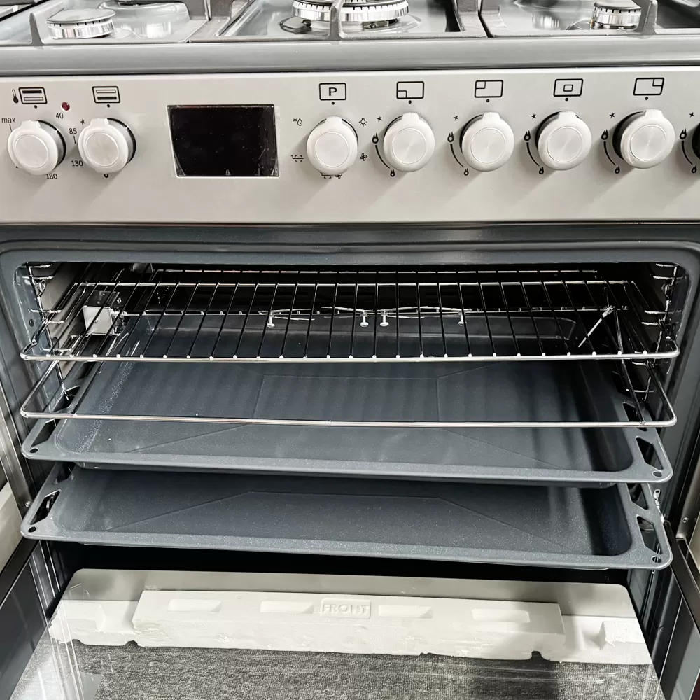 Aragaz cu cuptor pe gaz, 5 arzatoare, aprindere electrica, timer digital, grill electric, rotisor, ventilatie, capac sticla, 90 cm, gratare fonta, Studio Casa Nando Graphite Grey [5]
