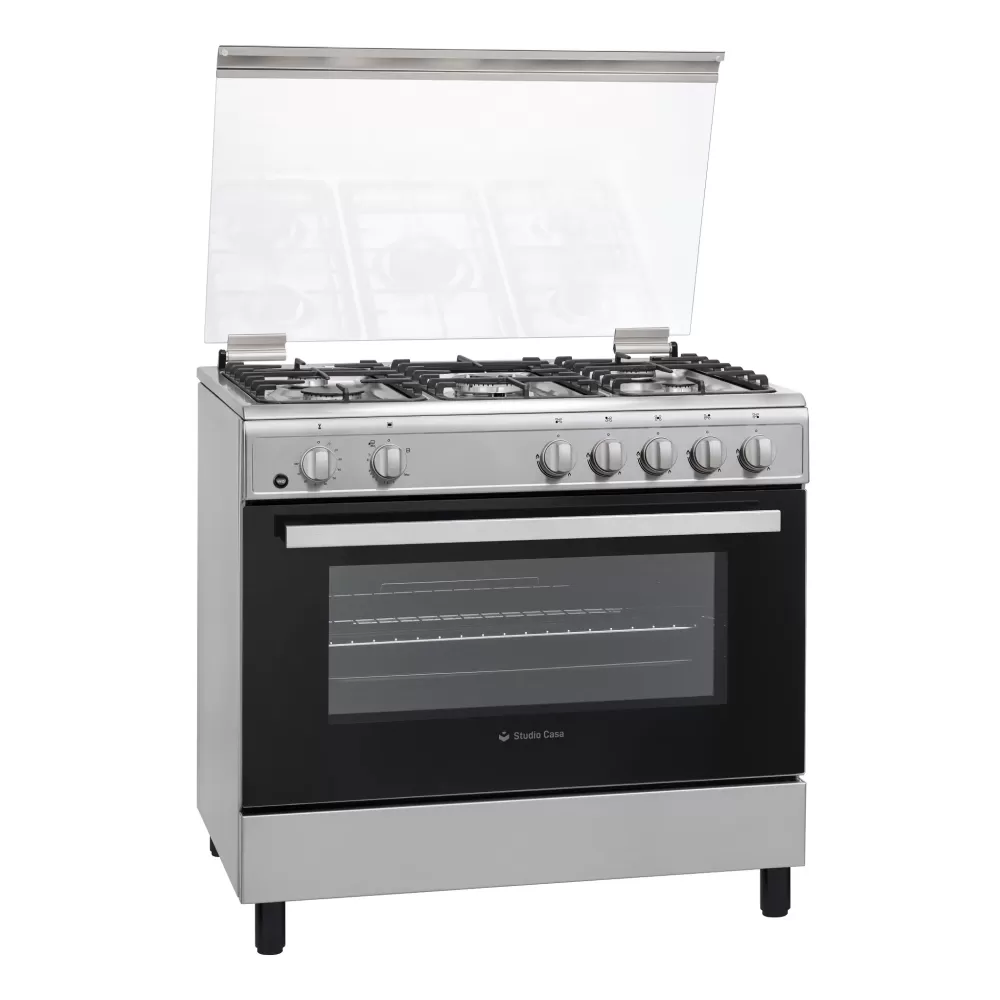 Aragaz cu cuptor pe gaz, 5 arzatoare, grill electric, rotisor, aprindere electrica, 90 x 60 cm, inox, Studio Casa Tivoli [1]