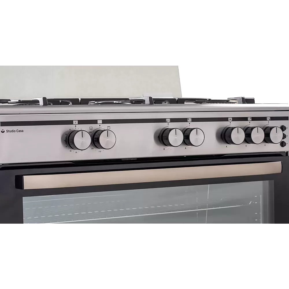 Aragaz cu cuptor pe gaz, 5 arzatoare, inox, grill, rotisor, clasa A, 90 x 60 cm, aprindere electrica, Studio Casa Grand Cucina [4]