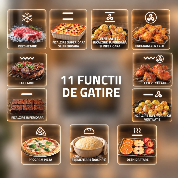 Aragaz Electric SAMUS SM569VDE Inox, Plită Vitroceramică 4 Zone, Cuptor 59 L, Clasa A, 11 Funcții, Grill, Ventilație, Touch Control, 50 cm. [8]