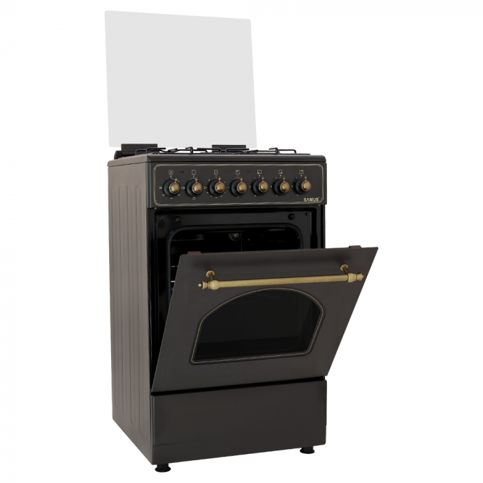 Aragaz rustic, 4 arzatoare, cuptor electric, aprindere electrica, Samus SR550EL3B [2]