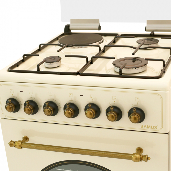 Aragaz rustic, 4 arzatoare, cuptor electric, aprindere electrica, Samus SR550EL3C [3]