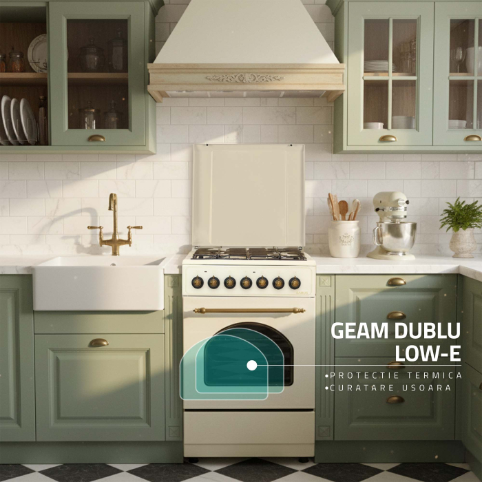 Aragaz rustic, 4 arzatoare, cuptor electric, aprindere electrica, Samus SR550EL3C [13]