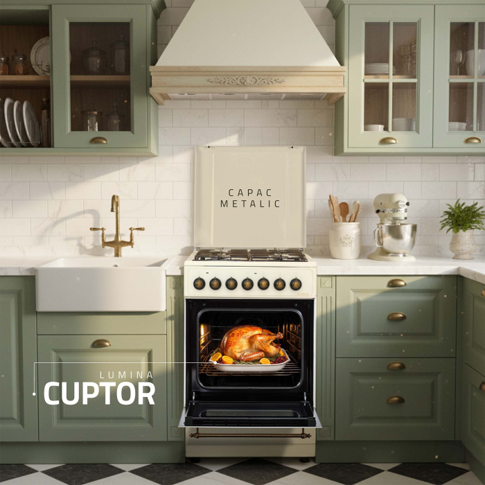 Aragaz rustic, 4 arzatoare, cuptor electric, aprindere electrica, Samus SR550EL3C [9]