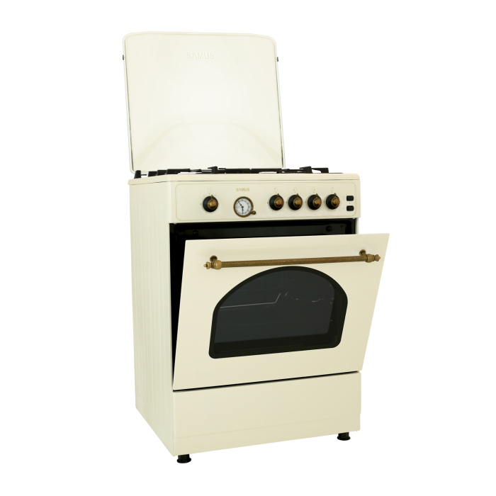 Aragaz rustic, 4 arzatoare, cuptor pe gaz, aprindere electrica, Samus SR660G4C [2]