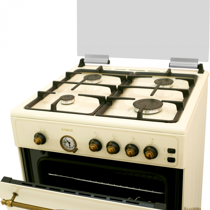 Aragaz rustic, 4 arzatoare, cuptor pe gaz, aprindere electrica, Samus SR660G4C [5]