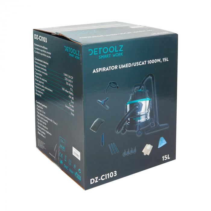 Aspirator uscat umed DeToolz DZ-CI103, 1000W, capacitate 15L [8]