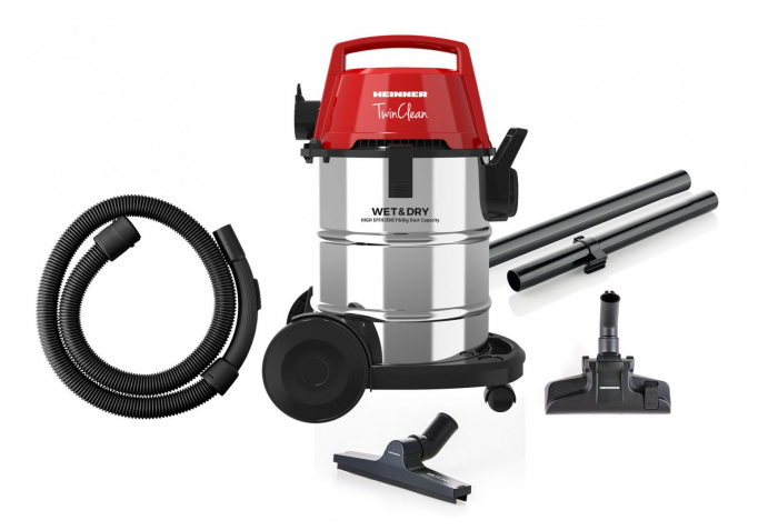 Aspirator electric, 220V, 1400W, multifunctional, aspirare umeda si uscat, 2 in 1, suflare, capacitate 21L, sac textil, filtru Hepa, Heinner [1]