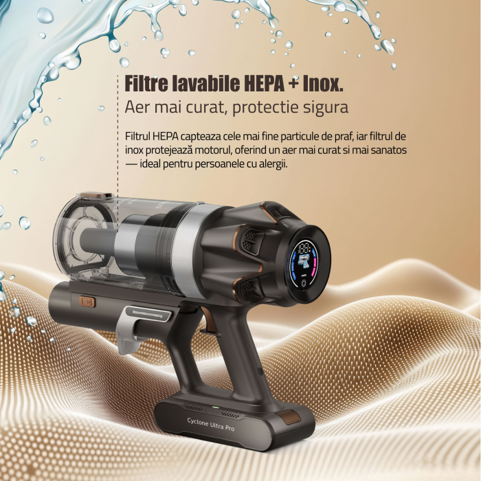 Aspirator vertical, fara fir, acumulator 25.2 V, LI-ION, TURBO, lumina, touch control, SAMUS CYCLONE [17]