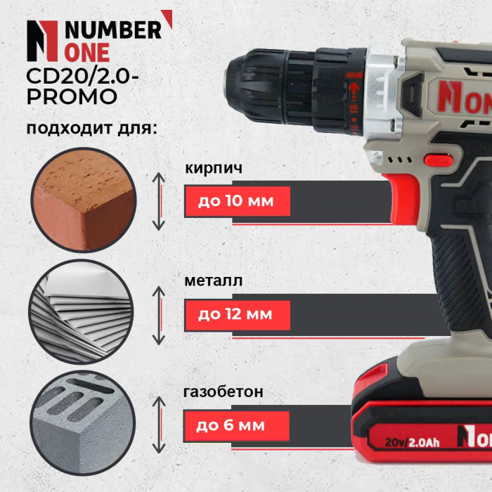 Autofiletanta Number One Promo, pentru gaurit si insurubat, 2 acumulatori, 20 V, 2.0 Ah, Li-Ion, 32 Nm [7]