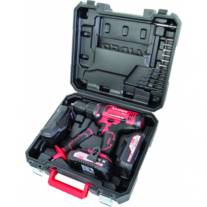 Bormasina cu percutie, acumulator, 20V, 13mm, 50Nm, 2x2Ah, Li-ION, Raider RDP-SCDI20 [3]