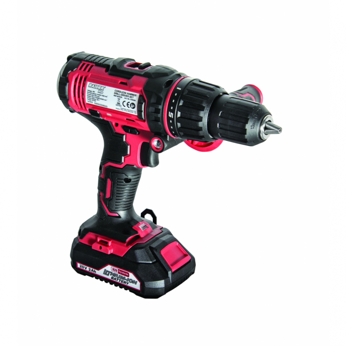 Bormasina cu percutie, acumulator, 20V, 13mm, 50Nm, 2x2Ah, Li-ION, Raider RDP-SCDI20 [2]