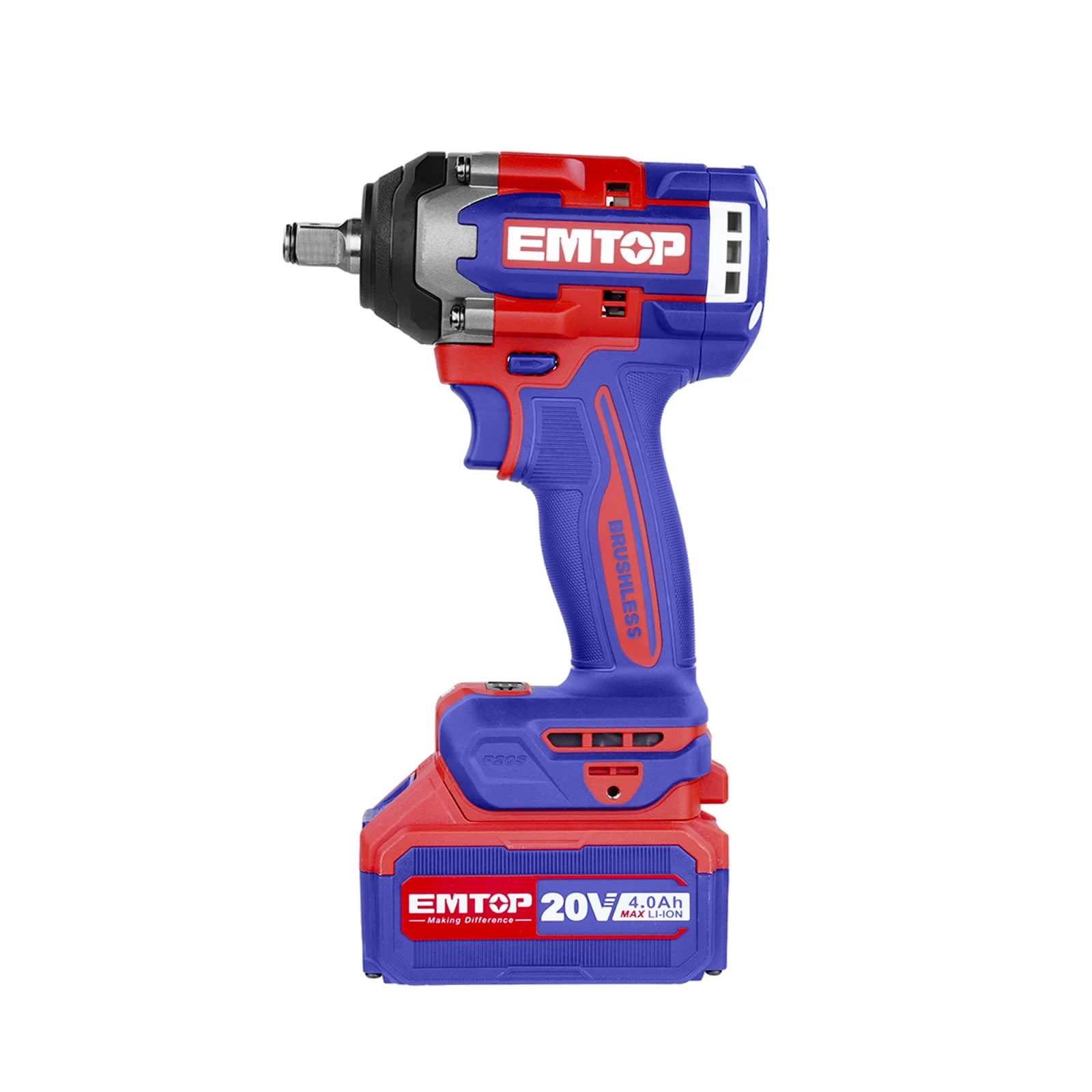 Bormasina de impact si insurubat, 2 acumulatori 4.0Ah, 500 Nm, 1/2", 3 capete 21, 22, 24mm, valiza transport, EMTOP [3]