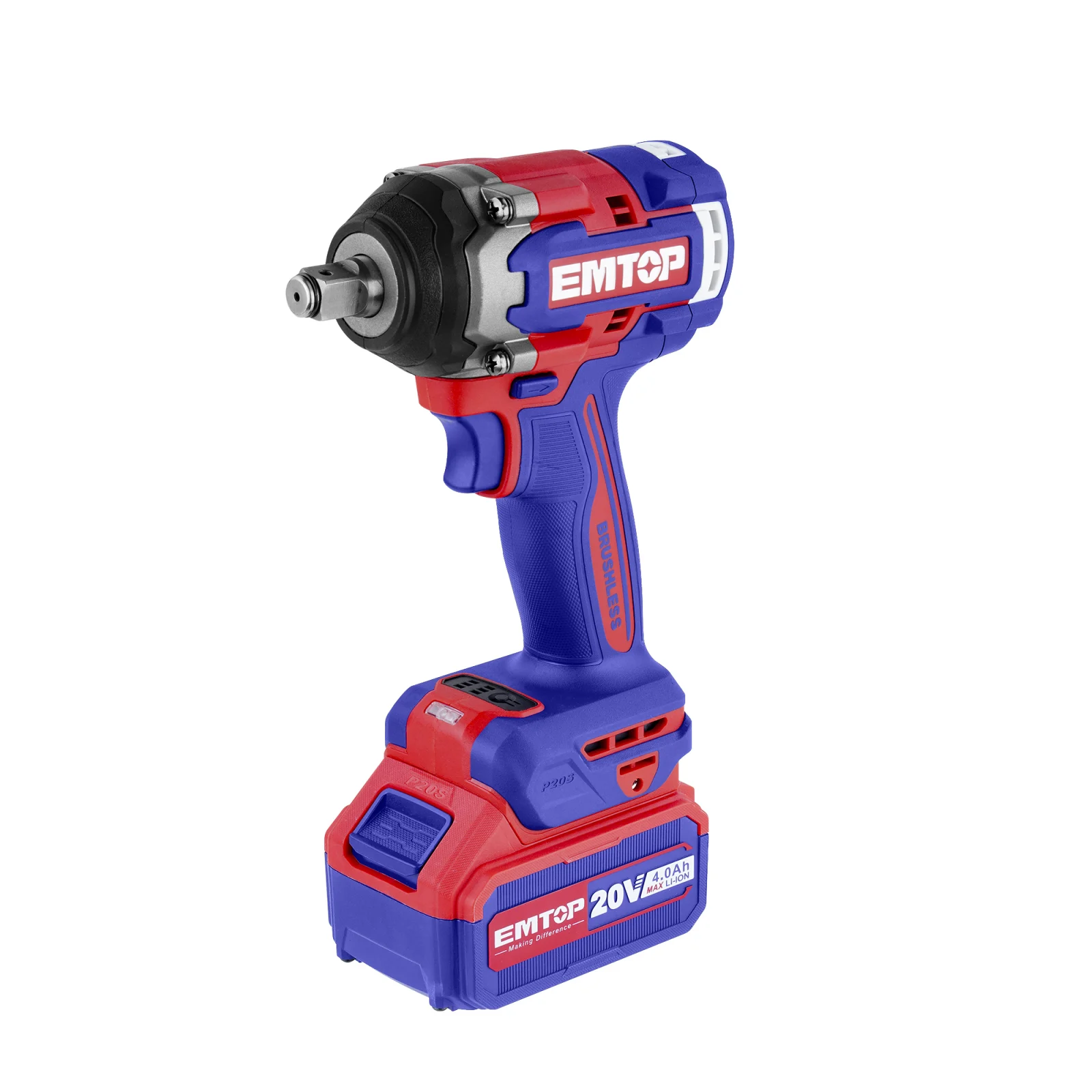 Bormasina de impact si insurubat, 2 acumulatori 4.0Ah, 500 Nm, 1/2", 3 capete 21, 22, 24mm, valiza transport, EMTOP [2]