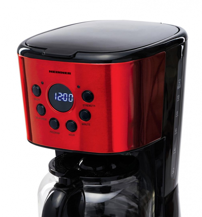 Cafetiera digitala, 1.5L, timer, afisaj LED, 900W, fitru detasabil, Heinner HCM-1500RDIX [5]