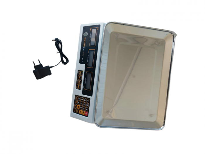 Cantar electronic, 40 kg, baterie 4V, reincarcabila, tava inox, 220V, Rotor R218 [4]