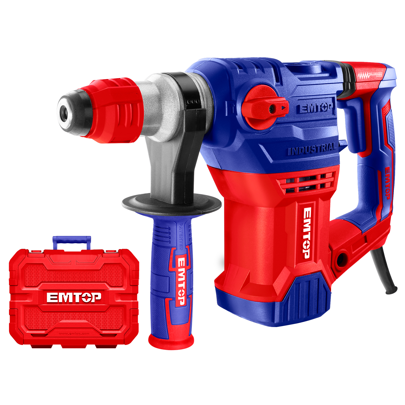 Ciocan electric rotopercutor, putere 1500W, 5.5J, 3 burghie si 2 dalti incluse, valiza transport, EMTOP [1]