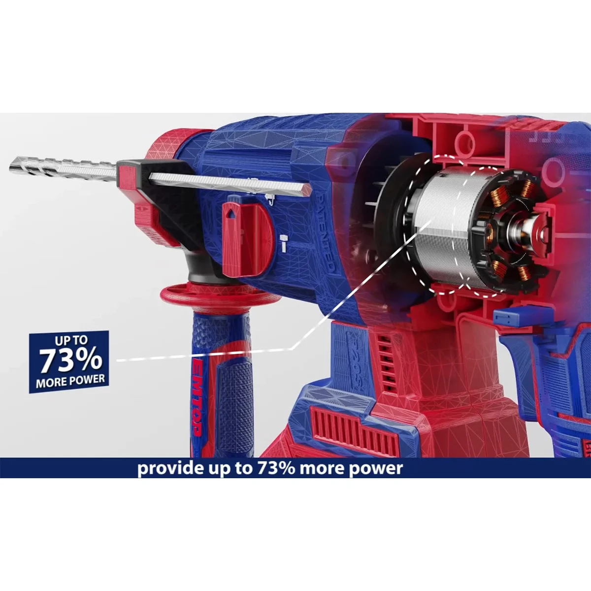 Ciocan rotopercutor, 26mm, 4 accesorii, fara acumulator si incarcator, ELRH20228, EMTOP [7]