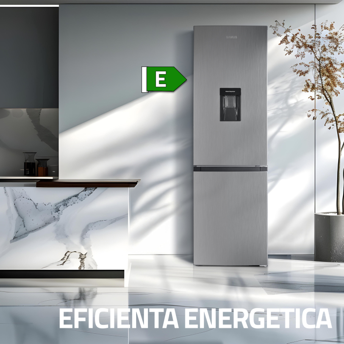 Combina frigorifica, 2 usi, capacitate 251 L, full No Frost, motor inverter, dozator de apa, termostat, Inox, SAMUS [8]