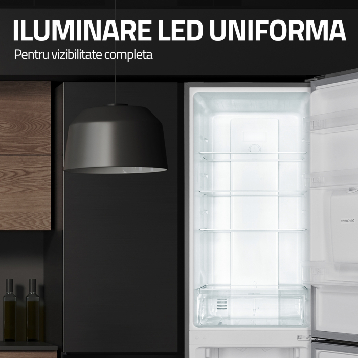 Combina frigorifica, 2 usi, capacitate 251 L, full No Frost, motor inverter, dozator de apa, termostat, Inox, SAMUS [11]