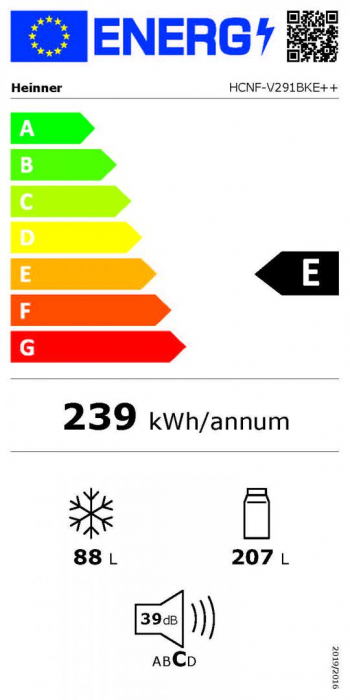 Combina frigorifica, 2 usi, capacitate 294 L, No-Frost, congelator, touch, negru, Heinner [3]