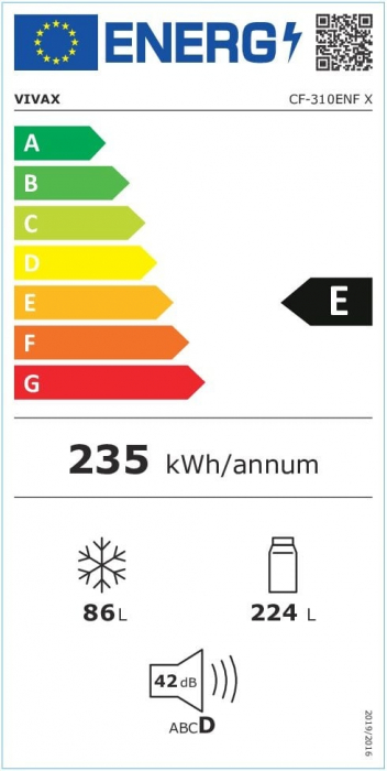 Combina frigorifica, 2 usi, capacitate 310 L, NO FROST, lumina LED, usi reversibile, fast freeze, Inox, VIVAX [9]