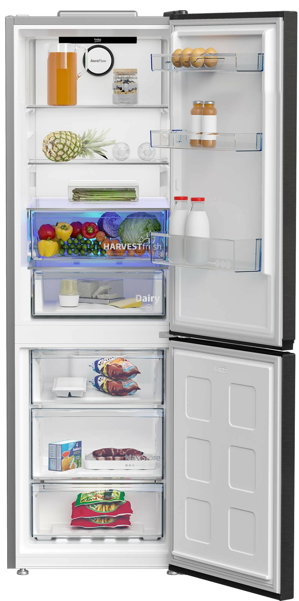 Combina frigorifica, 2 usi, capacitate 316 L, congelator, NO FROST, clasa E, Dark Inox, BEKO [3]