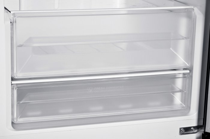 Combina frigorifica 2 usi, capacitate 347 L, NO FROST, sticla neagra, clasa F, fast freezing, Negru-Gri, PYRAMIS [5]