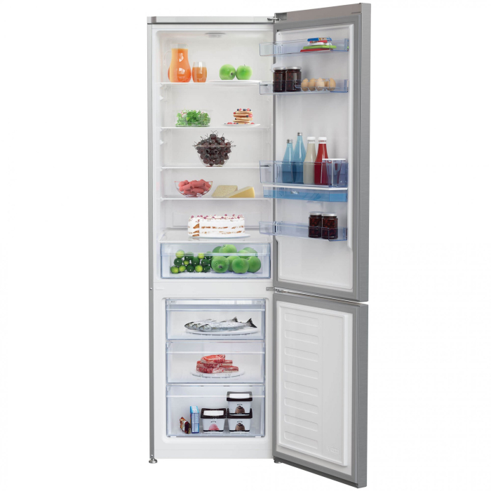 Combina frigorifica, 2 usi, dozator de apa, capacitate 386 L, clasa E, LED, termostat reglabil, Argintiu, BEKO [2]