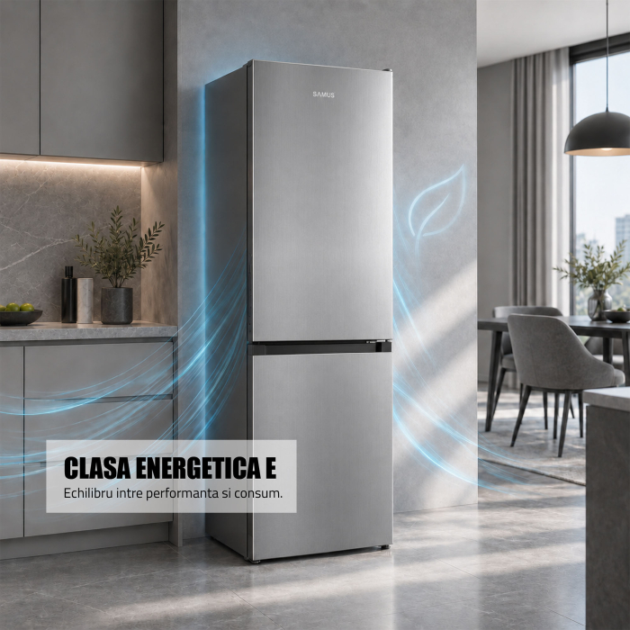 Combina frigorifica, capacitate 253 L, motor inverter, NO FROST, termostat, dezghetare automata, H 180 cm, Inox, SAMUS [6]