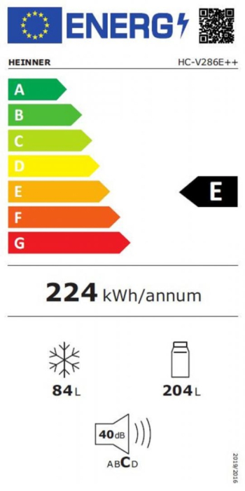 Combina frigorifica, capacitate 288 L, termostat, lumina LED, H 180 cm, Less FROST, Alb, HEINNER [5]