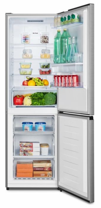 Combina frigorifica, capacitate 304 L, dozator de apa, NO FROST, termostat, dezghetare automata, LED, H 186 cm, INOX, HEINNER [2]