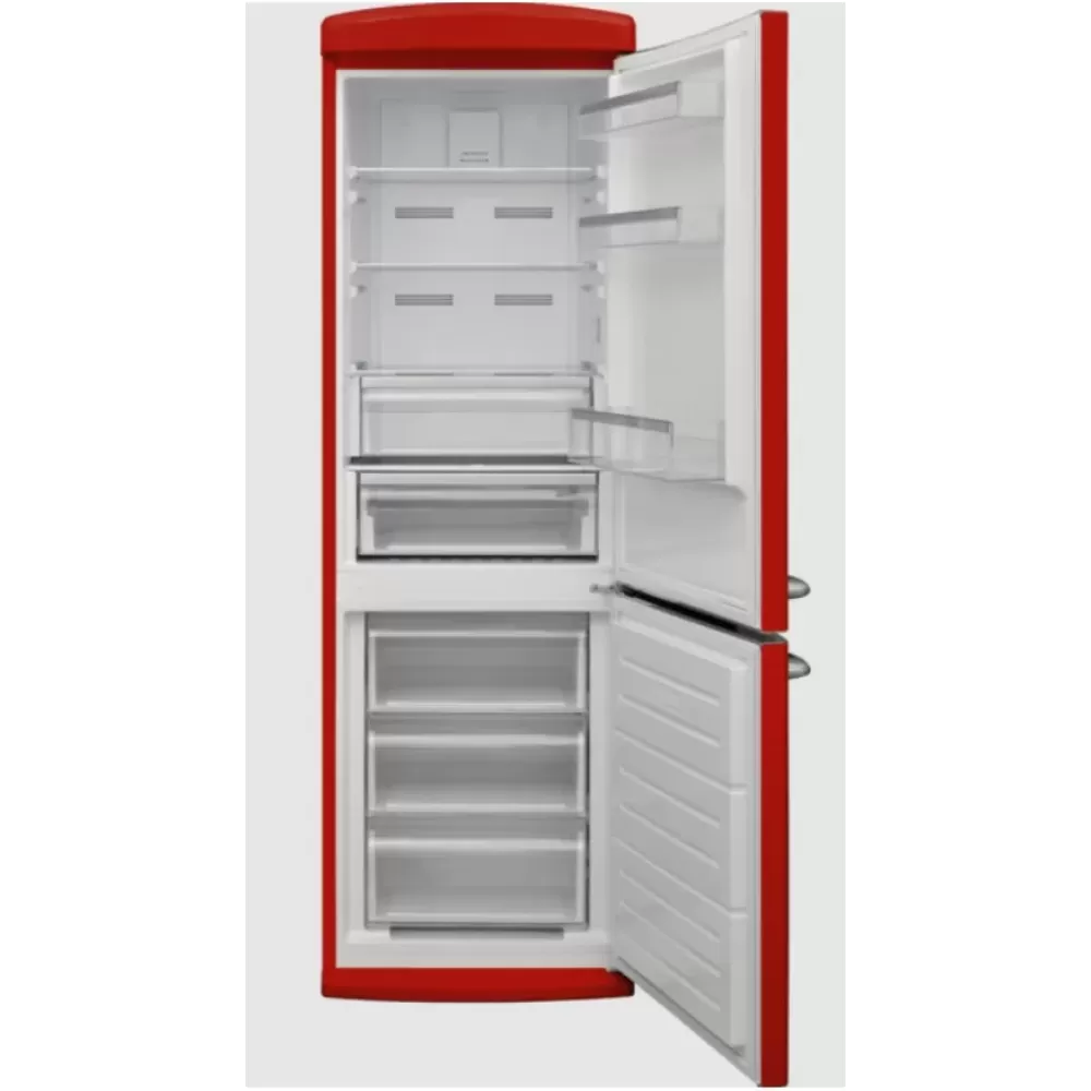 Combina frigorifica retro, 2 usi, congelator, volum 330 L, lumina Led, No Frost, rosu, Studio Casa [4]