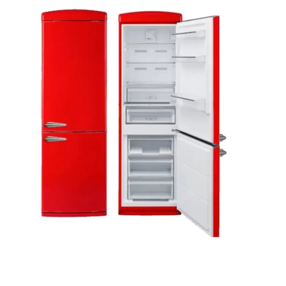 Combina frigorifica retro, 2 usi, congelator, volum 330 L, lumina Led, No Frost, rosu, Studio Casa [2]