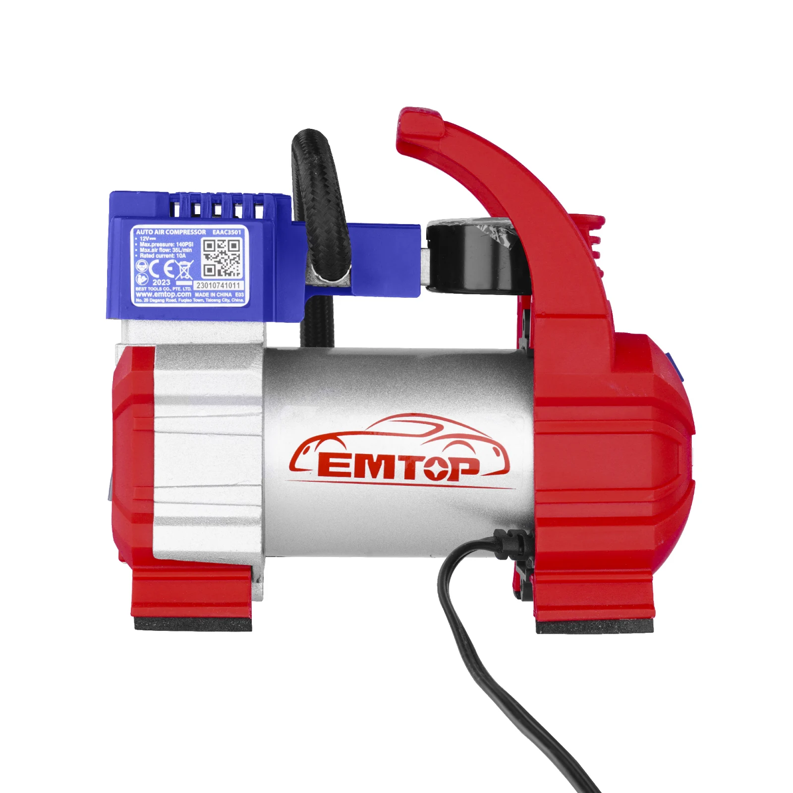 Compresor auto, 10bar, 12V, conectare priza bricheta, clesti baterie, 4 accesorii, lanterna, EMTOP [2]