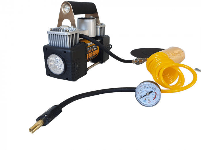 Compresor auto, 12V, 80l/min, 400W, 2 cilindri, lanterna, furtun, Rotor RK400 [2]