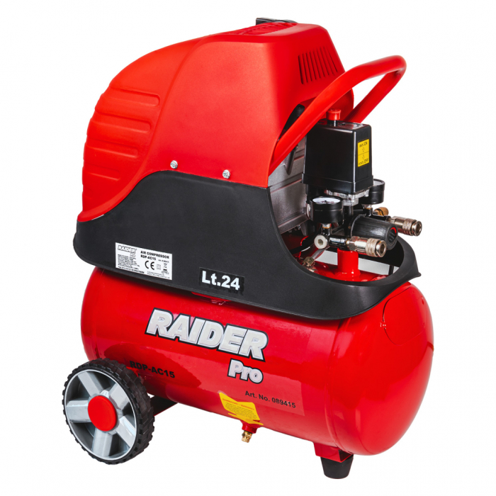 Compresor de aer, rezervor 24L, putere 1500W, 8 bar, 110l/min, 2800Rpm, Raider RDP-AC15 [1]