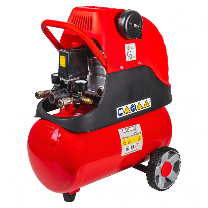 Compresor de aer, rezervor 24L, putere 1500W, 8 bar, 110l/min, 2800Rpm, Raider RDP-AC15 [2]