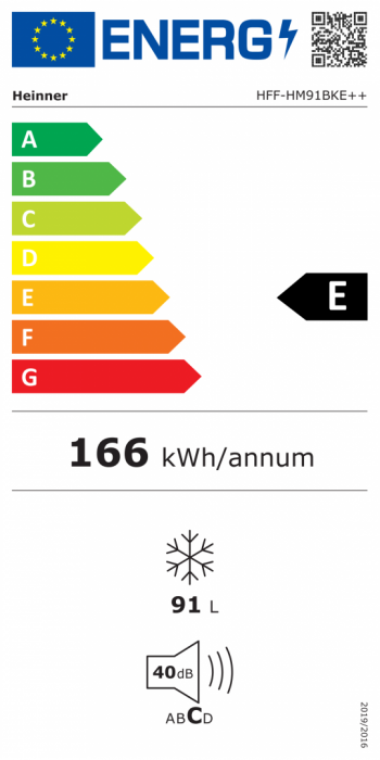 Congelator cu o usa, capacitate 91 L, E++, 220V, negru, HEINNER [3]
