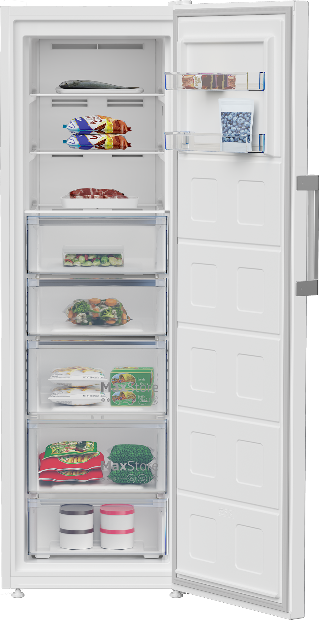 Congelator vertical, capacitate 286 L, compresor inverter, NO FROST, 5 sertare, 3 compartimente. Alb, BEKO [2]