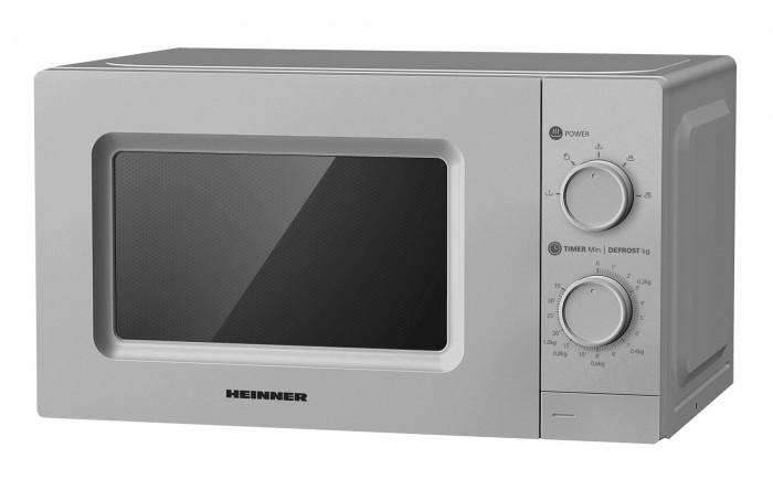 Cuptor cu microunde, capacitate 20L, 700W, functie decongelare, timer, 5 nivele, argintiu, Heinner [1]