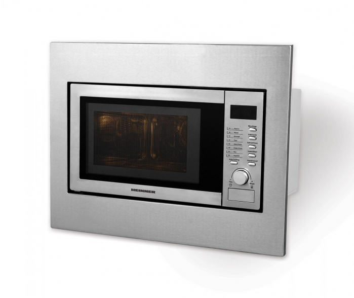 Cuptor cu microunde incorporabil, putere 800W, capacitate 23L, 8 programe, grill, INOX, Heinner [1]