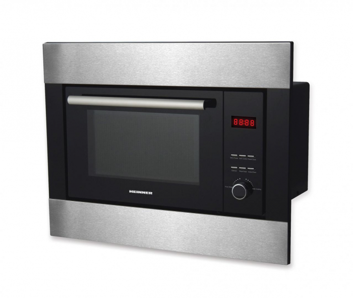 Cuptor cu microunde incorporabil, putere 800W, capacitate 23L, 8 programe, grill, negru/inox, Heinner [1]