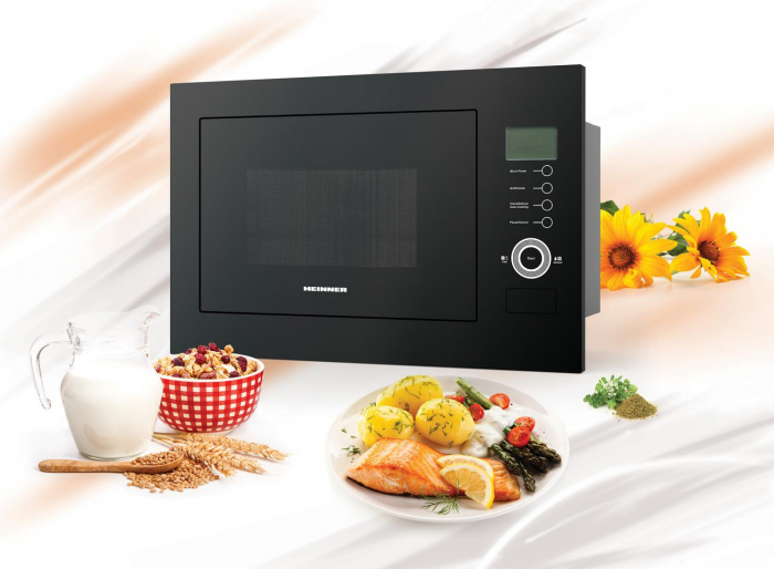 Cuptor cu microunde incorporabil, putere 900W, capacitate 25L, 8 programe, grill, negru, Heinner [4]