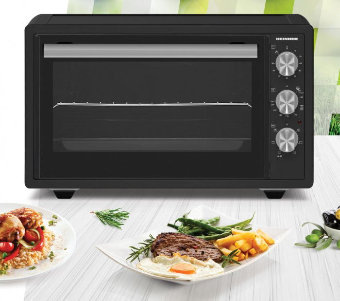 Cuptor electric, 37L, putere 1650W, coacere 220 °C, grill, timer, Heinner HCE-S37DKA [2]