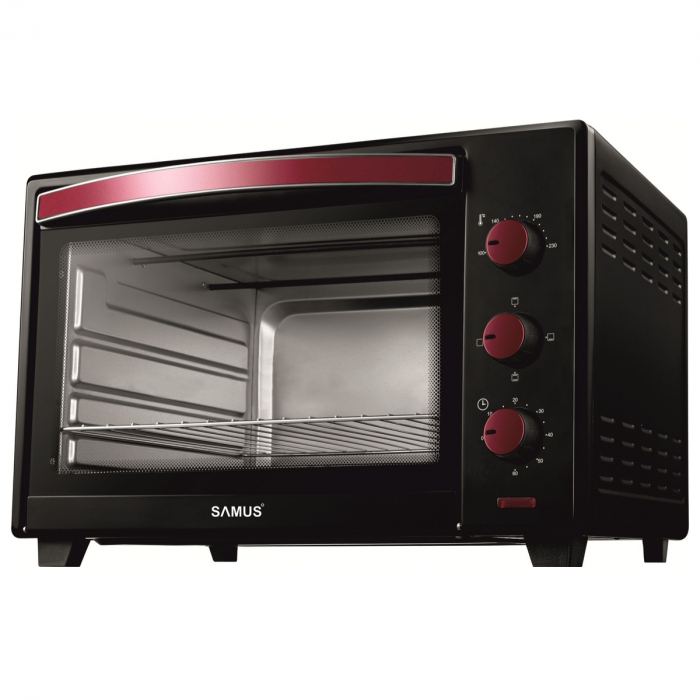 Cuptor electric, capacitate 45L, putere 2000W, 230* grade, tava+gratar inox, negru+grena, Samus [1]